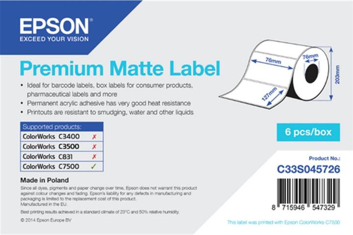 Epson Premium Mat Label 1 Rol