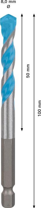 Immagine prodotto Bosch Professional Zubehör Trapano multi-costruzione EXPERT HEX-9, 8 x 50 x 100 mm (8 millimetri)