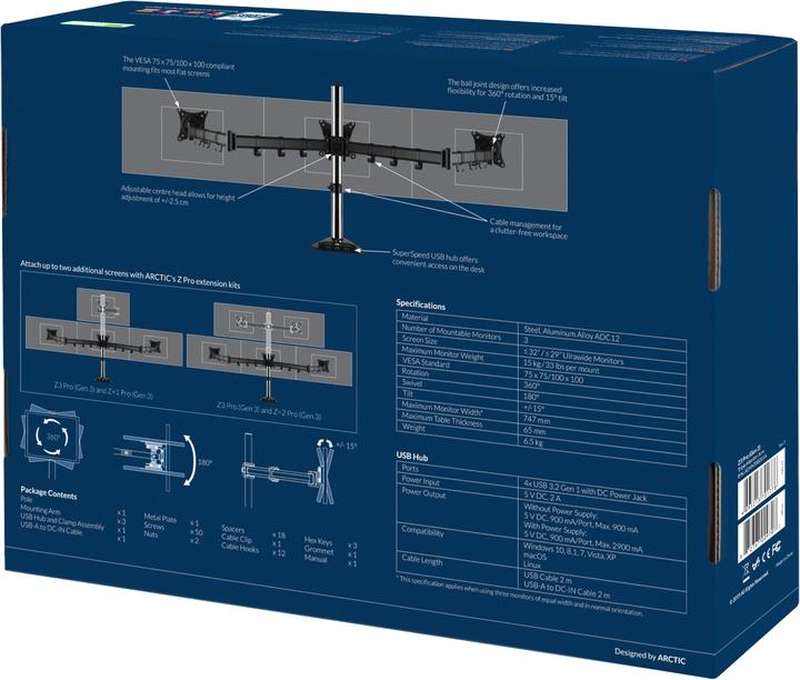 Produktbild Arctic Z3 Pro mit USB 3.0 Hub (Tisch, 29")