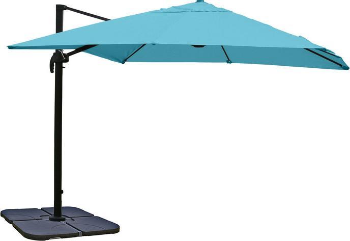 Actual product image Mendler Gastronomy traffic light umbrella, parasol, 3x3m (Ø4,24m) polyester/aluminium 23kg - turquoise with (0.76 m)