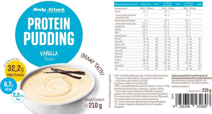 Image du produit Body Attack Protein Pudding (boîte de 210g) (Bourbon Vanilla, 1 pcs, 210 g)