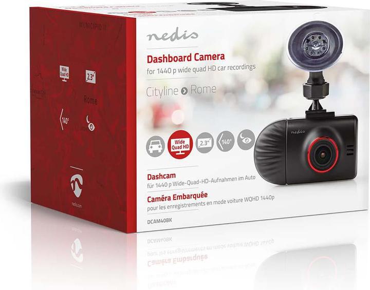 Immagine prodotto Nedis Cityline Roma, doppia videocamera da cruscotto 1440p, 2,3" (Ricevitore GPS, Bluetooth, Microfono incorporato, Display integrato, Accelerometro, Visione notturna, HD)