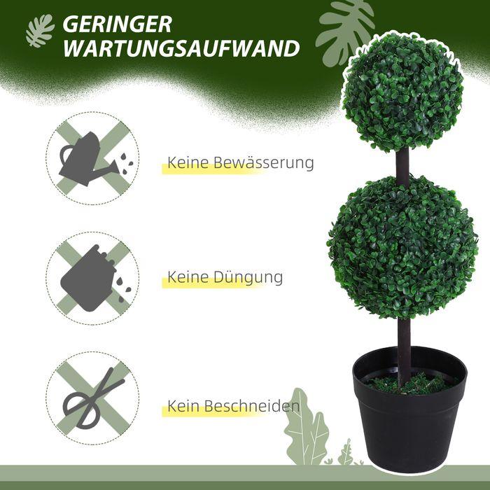 Image du produit Swisshandel24 künstliche Pflanzen 2er Set gross 67 cm Kunstpflanze mit 2 Kugel für Wohnzimmer (67 cm)