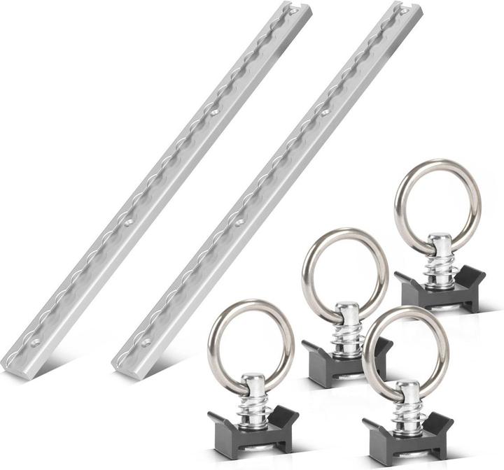 Immagine prodotto Stahlwerk Set di 2 binari di ancoraggio con occhielli di fissaggio 50 cm Binari di linea in alluminio