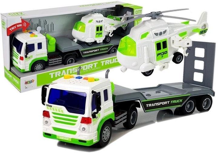 Actual product image Lean Toys 1:16 battery-powered transporter with helicopter