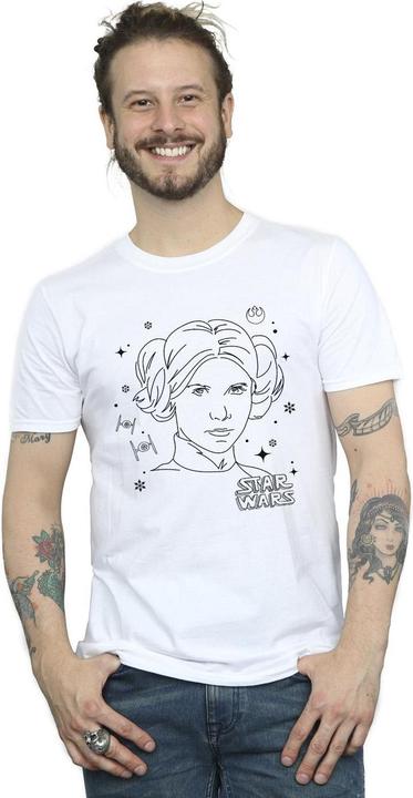 Actual product image Star Wars Mens Episode IV: A New Hope Leia Christmas Sketch T-Shirt (XL)