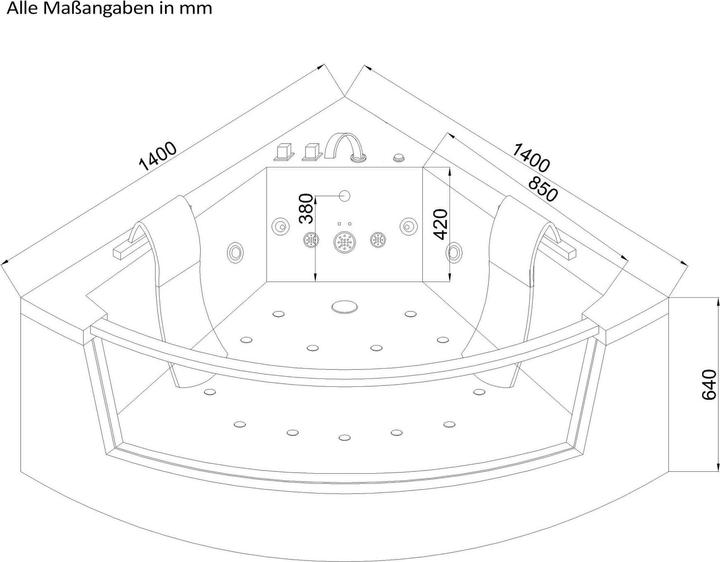 Produktbild Home Deluxe Whirlpool Badewanne mit LED Lichttherapie NAUTICA L - 140x140cm (140 cm, 140 cm)
