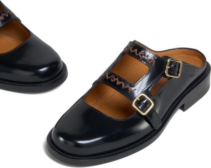 Actual product image Marni moccasin sabot in brushed leather color black (40)