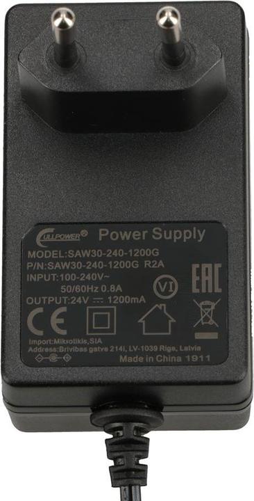 Produktbild MikroTik power supply 24v 1.2A, right angle plug