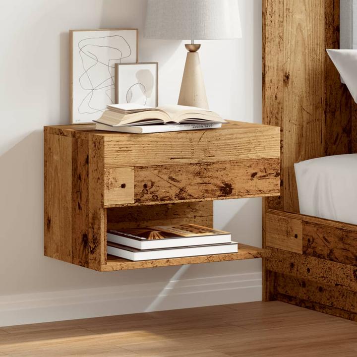 Actual product image VidaXL Wand Nachttisch Nachtschrank Nachtkommode Hängend 2 Stk. Altholz-Optik (46 x 29.5 x 30 cm)