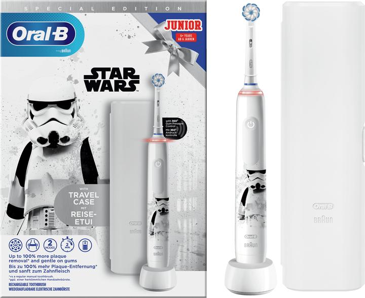 Image du produit Oral-B Brosse à dents électrique Junior Star Wars + étui de voyage (Brosse à dents oscillo-rotative)