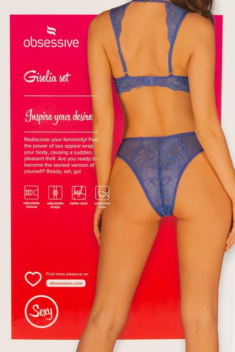 Produktbild Obsessive Giselia Lace Bra Set - Cobalt (S)