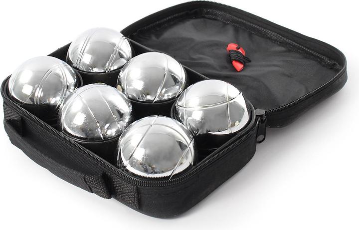 Produktbild Toboli Boule Set 6 Metall Kugeln 7,3 mm mit Schweinchen, Holz Boulekugeln (6 x, 73 mm)