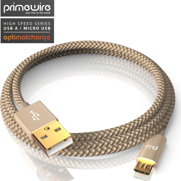 Immagine prodotto Primewire Cavo Micro USB - Cavo di ricarica rapida MicroUSB 2.4A, nylon, spina in metallo, cavo di ricarica (2 m, USB 2.0)