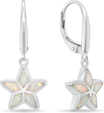 Produktbild Brilio Silver - Silver dangle earrings Stars with white opals EA1162W