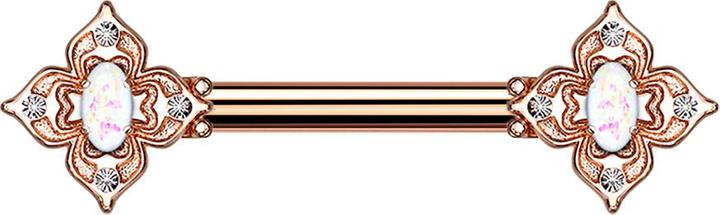 Immagine prodotto Star Piercing Barbell rosegold Blumenquadrat filigran mit Opal weiss (Acciaio chirurgico 316L, Ottone)