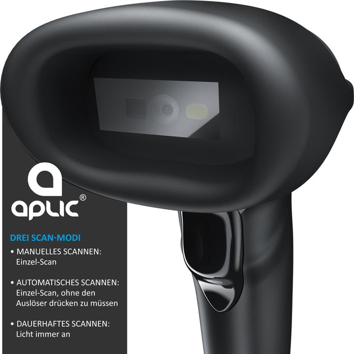Actual product image Aplic Wireless barcode scanner, handheld scanner 2.4 GHz 1D 2D, 2000 mAh, barcode scanner incl. stand (1D barcodes, 2D barcodes)