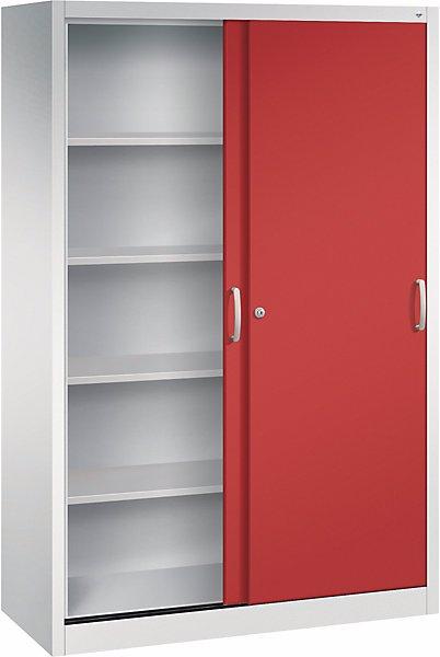 Actual product image C+P ACURADO sliding door cupboard, 4 shelves, HxWxD 1950 x 1200 x 500 mm, light grey