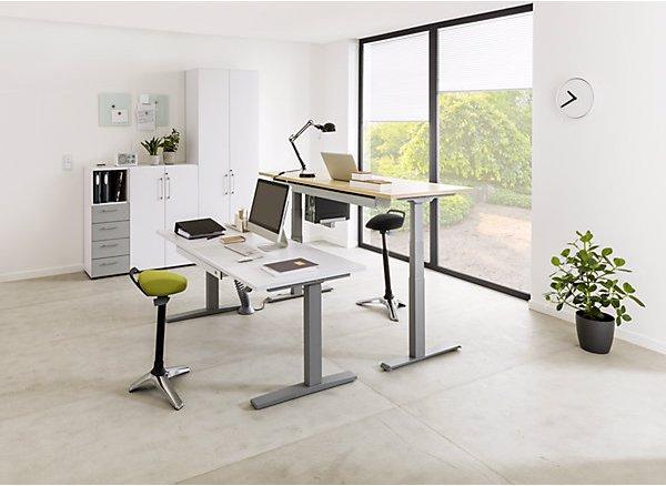 Produktbild Hammerbacher UPLINER-K-Schreibtisch, elek. verstellb,700-1200mm, BxT 1600x800mm, weiss (1600 x 800 x 700 mm)