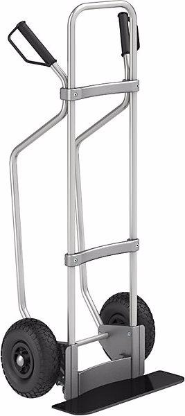 Produktbild eurokraft pro Alu-Sackkarre GO mit Kufen, Schaufel-BxT 450x160mm, schwarz, Luftbereifung (200 kg)