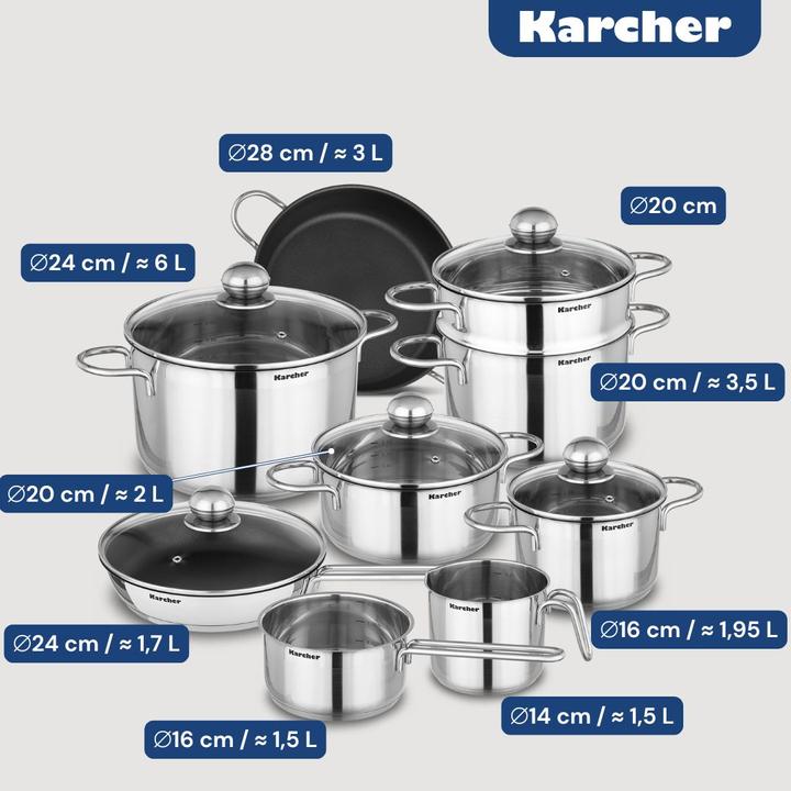 Image du produit Karcher Jette (Ensemble de casseroles et de poêles de cuisson, Acier inoxydable)