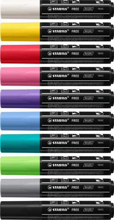 Produktbild STABILO Acrylmarker - FREE Acrylic - T800C Keilspitze 4-10mm - Einzelstift - schwarz (Schwarz, 10 mm, 1 x)
