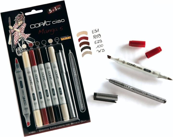Produktbild Copic Manga 5 (Grau, 3 mm, 6 x)