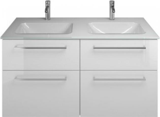 Produktbild burgbad Eqio Glas-Doppelwaschtisch inklusive Waschtischunterschrank, Breite 1220 mm