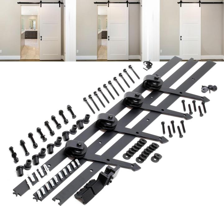 Produktbild Wiltec Schiebetürsystem 366cm 150kg 40-45mm Schiebetürbeschlag Stahl schwarz