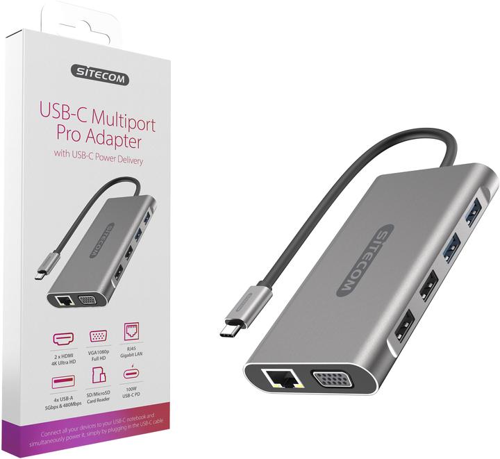 Sitecom CN 390 Docking Station (USB-C, 9 Ports)
