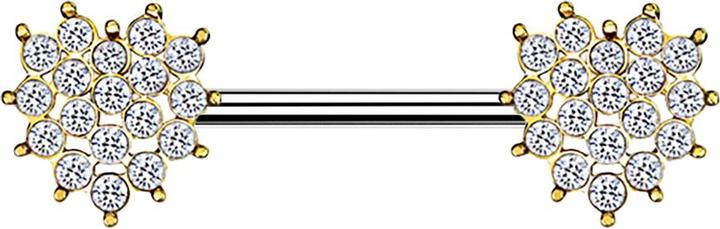 Image du produit Star Piercing Barbell 14k vergoldet Kristall gepflastertes Herz silber (Laiton, Acier chirurgical 316L)