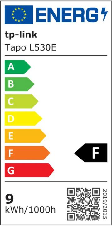 Energy Label TP-Link Smart Light Bulb, E14 Multic. (E14, 4.80 W, 470 lm, 2 x, F)