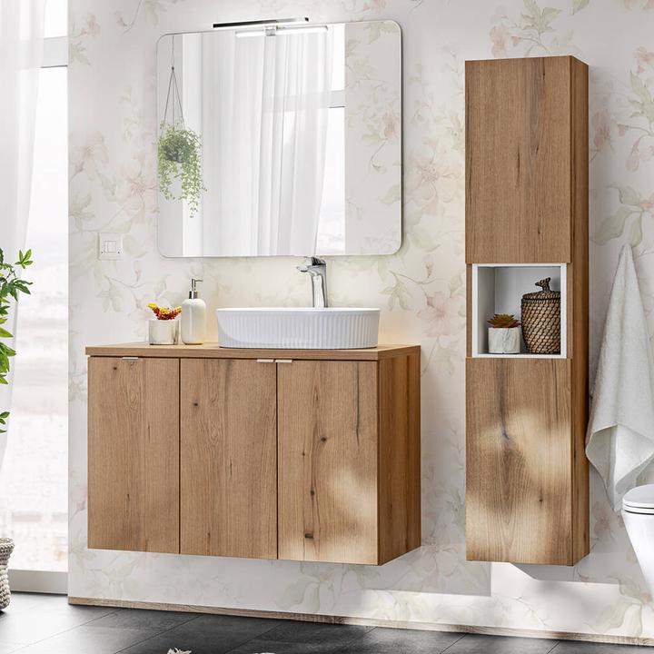 Actual product image En.Casa Tall unit Newport 140x30x25 cm oak look