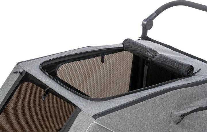 Actual product image Trixie Bicycle trailer L, 80×103×98/147 cm, grey/sage (Dog, Reflectors, Can be opened completely)