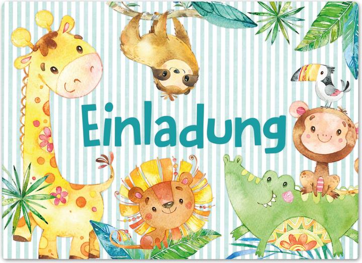 Produktbild Papierdrachen 12 Einladungskarten zum Geburtstag – Afrika Tiere (12 Stk.)