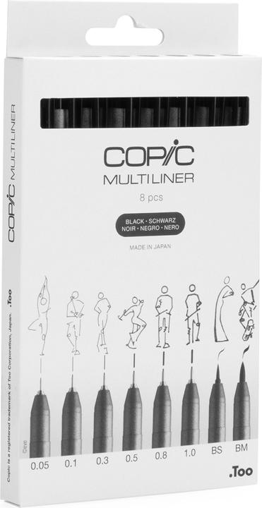 Actual product image Copic Multiliner set black, 8 pieces (Black, 8 x)