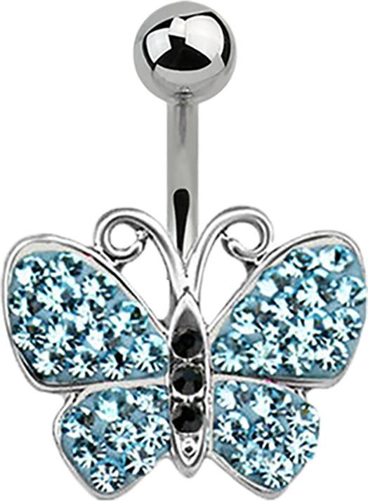 Produktbild Star Piercing Banane silber Schmetterling aqua (ohne Messing, Chirurgenstahl 316L)