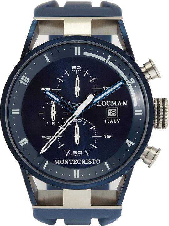 Produktbild Locman Italy Herrenuhr Montecristo Classic Chrono PVD blau Ref. 051 (Chronograph)