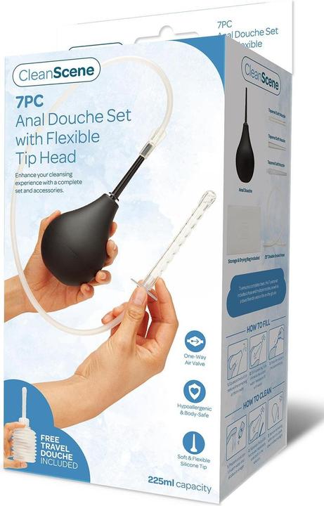 Image du produit AquaClean Clean Scene 7 Piece Anal Douche Set with Flexible Tip Head - Versatile and Comfortable Enema Set