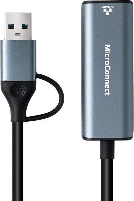Immagine prodotto MicroConnect Adattatore di rete da USB-C / A a RJ45 (USB 3.0, USB-C, RJ45 (1x))