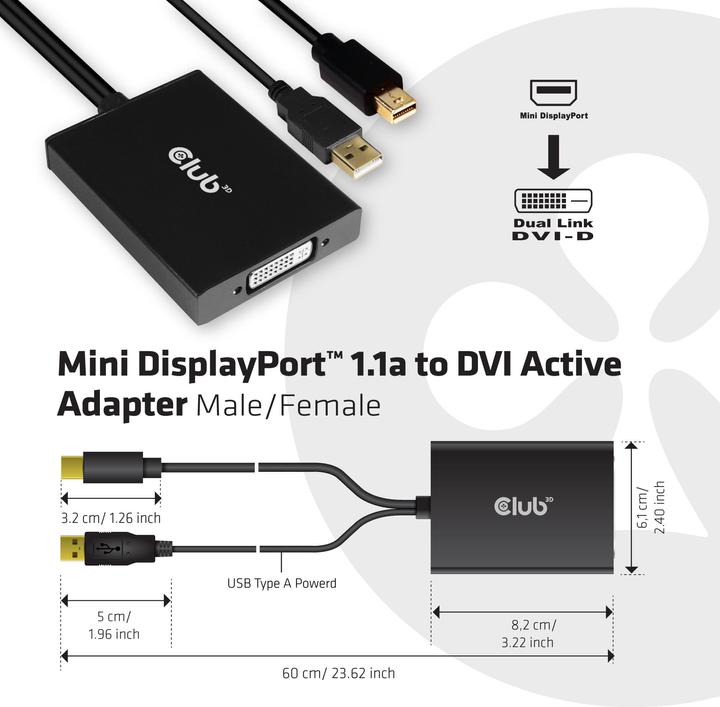 Image du produit Club 3D CAC-1130 (USB-A, Mini DP, 6.10 cm)