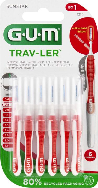 Image du produit GUM SUNSTAR Trav-Ler ISO-Norm 1 0.8mm cylindric rot (6 x)