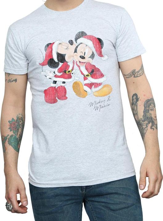 Actual product image Disney Mens Mickey And Minnie Christmas Kiss T-Shirt (XL)