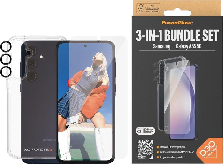 Actual product image PanzerGlass Bundle Ultra Wide FIt Glass + Case + Lens (1 Piece, Samsung Galaxy A55, Samsung Galaxy A54 5G)