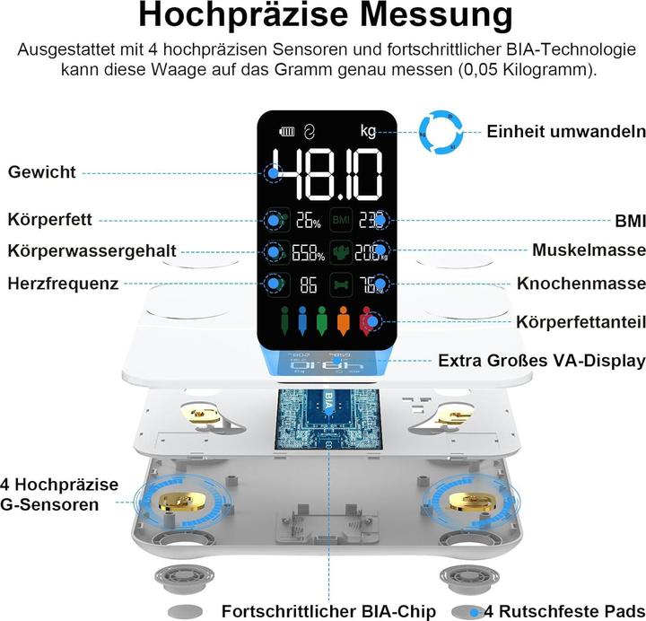 Image du produit Healthkeep Balance numérique de graisse corporelle (180 kg)