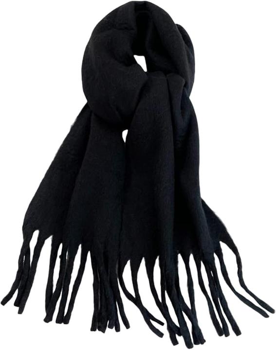 Produktbild Only-Bags.Store Solide Farbe Plüsch Warm Chunky Schal Lange Einfache Grosse Verdickte Quaste Schal Winter Outdoor