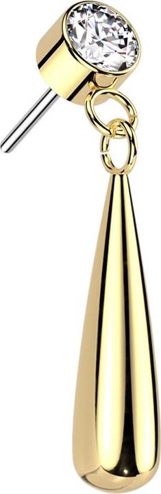 Produktbild Star Piercing Threadless Zylinder vergoldet Kristall silber Anhänger Tropfen vergoldet (ohne Messing, Titan G23)