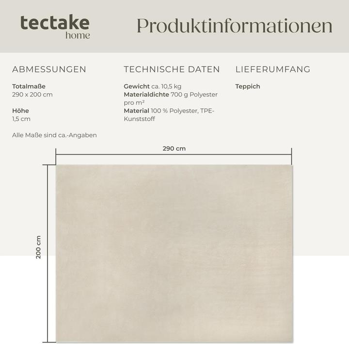 Produktbild tectake Kurzflorteppich Soft Zone (200 x 290 cm)
