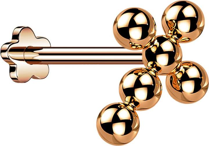 Image du produit Star Piercing Micro Threadless Labret fleur rose or croix boules (sans laiton, Titane G23)