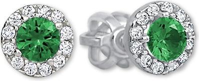 Actual product image Brilio Gold round earrings with green crystal 239 001 00806 07